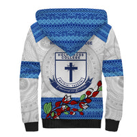 Fiji Holy Cross College Sherpa Hoodie Happy 50th Anniversary Fijian Tagimoucia Tapa Pattern LT14 - Polynesian Pride