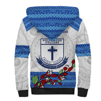 Fiji Holy Cross College Sherpa Hoodie Happy 50th Anniversary Fijian Tagimoucia Tapa Pattern LT14 - Polynesian Pride