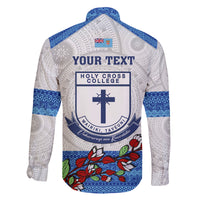 Personalised Fiji Holy Cross College Family Matching Long Sleeve Bodycon Dress and Hawaiian Shirt Happy 50th Anniversary Fijian Tagimoucia Tapa Pattern LT14 - Polynesian Pride