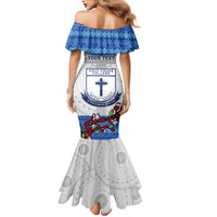 Personalised Fiji Holy Cross College Family Matching Mermaid Dress and Hawaiian Shirt Happy 50th Anniversary Fijian Tagimoucia Tapa Pattern LT14 - Polynesian Pride