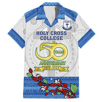 Personalised Fiji Holy Cross College Family Matching Tank Maxi Dress and Hawaiian Shirt Happy 50th Anniversary Fijian Tagimoucia Tapa Pattern LT14 Dad's Shirt - Short Sleeve White - Polynesian Pride