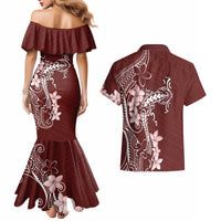 Oxblood Hawaii Couples Matching Mermaid Dress and Hawaiian Shirt Hammerhead Shark Tattoo Curve Polynesian LT14 - Polynesian Pride