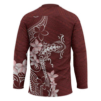 Oxblood Hawaii Hockey Jersey Hammerhead Shark Tattoo Curve Polynesian - Polynesian Pride