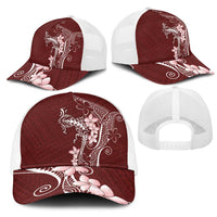 Oxblood Hawaii Mesh Trucker Cap Hammerhead Shark Tattoo Curve Polynesian - Polynesian Pride