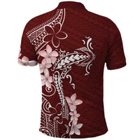 Oxblood Hawaii Polo Shirt Hammerhead Shark Tattoo Curve Polynesian - Polynesian Pride