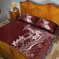 Oxblood Hawaii Quilt Bed Set Hammerhead Shark Tattoo Curve Polynesian - Polynesian Pride