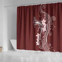 Oxblood Hawaii Shower Curtain Hammerhead Shark Tattoo Curve Polynesian - Polynesian Pride