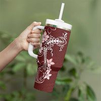 Oxblood Hawaii Tumbler With Handle Hammerhead Shark Tattoo Curve Polynesian - Polynesian Pride