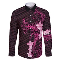 Pink Hawaii Family Matching Long Sleeve Bodycon Dress and Hawaiian Shirt Hammerhead Shark Tattoo Curve Polynesian - Polynesian Pride