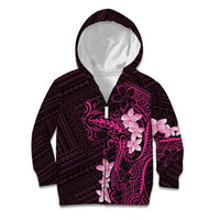 Pink Hawaii Kid Hoodie Hammerhead Shark Tattoo Curve Polynesian - Polynesian Pride