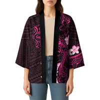 Pink Hawaii Kimono Hammerhead Shark Tattoo Curve Polynesian - Polynesian Pride