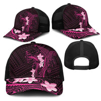 Pink Hawaii Mesh Trucker Cap Hammerhead Shark Tattoo Curve Polynesian - Polynesian Pride