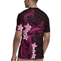 Pink Hawaii Rugby Jersey Hammerhead Shark Tattoo Curve Polynesian - Polynesian Pride