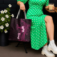 Pink Hawaii Tote Bag Hammerhead Shark Tattoo Curve Polynesian - Polynesian Pride