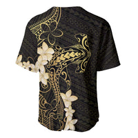 Black and Gold Hawaii Baseball Jersey Hammerhead Shark Tattoo Curve Polynesian - Polynesian Pride