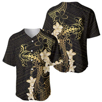 Black and Gold Hawaii Baseball Jersey Hammerhead Shark Tattoo Curve Polynesian - Polynesian Pride