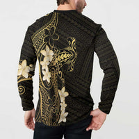 Black and Gold Hawaii Button Sweatshirt Hammerhead Shark Tattoo Curve Polynesian - Polynesian Pride
