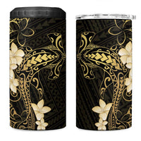Black and Gold Hawaii 4 in 1 Can Cooler Tumbler Hammerhead Shark Tattoo Curve Polynesian - Polynesian Pride