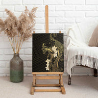 Black and Gold Hawaii Canvas Wall Art Hammerhead Shark Tattoo Curve Polynesian - Polynesian Pride