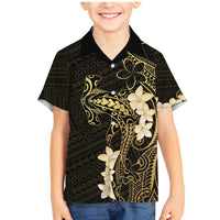 Black and Gold Hawaii Family Matching Mermaid Dress and Hawaiian Shirt Hammerhead Shark Tattoo Curve Polynesian - Polynesian Pride