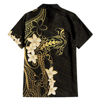 Black and Gold Hawaii Family Matching Puletasi and Hawaiian Shirt Hammerhead Shark Tattoo Curve Polynesian - Polynesian Pride