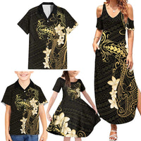 Black and Gold Hawaii Family Matching Summer Maxi Dress and Hawaiian Shirt Hammerhead Shark Tattoo Curve Polynesian - Polynesian Pride
