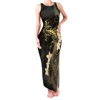 Black and Gold Hawaii Family Matching Tank Maxi Dress and Hawaiian Shirt Hammerhead Shark Tattoo Curve Polynesian - Polynesian Pride