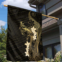 Black and Gold Hawaii Garden Flag Hammerhead Shark Tattoo Curve Polynesian - Polynesian Pride