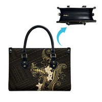 Black and Gold Hawaii Leather Bag Hammerhead Shark Tattoo Curve Polynesian - Polynesian Pride