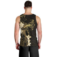 Black and Gold Hawaii Men Tank Top Hammerhead Shark Tattoo Curve Polynesian - Polynesian Pride