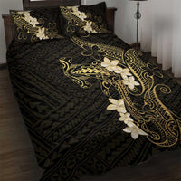 Black and Gold Hawaii Quilt Bed Set Hammerhead Shark Tattoo Curve Polynesian - Polynesian Pride