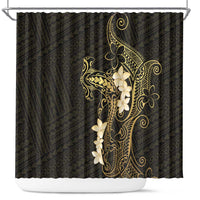 Black and Gold Hawaii Shower Curtain Hammerhead Shark Tattoo Curve Polynesian - Polynesian Pride
