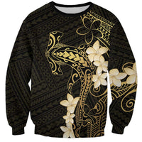 Black and Gold Hawaii Sweatshirt Hammerhead Shark Tattoo Curve Polynesian - Polynesian Pride