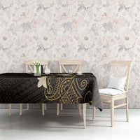 Black and Gold Hawaii Tablecloth Hammerhead Shark Tattoo Curve Polynesian - Polynesian Pride