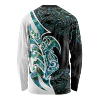 Proud Aotearoa Long Sleeve Shirt Maori Silver Fern Mix Paua Shell Pattern