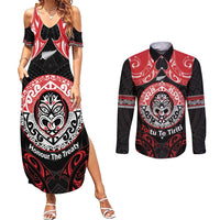 Aotearoa Toitu Te Tiriti Couples Matching Summer Maxi Dress and Long Sleeve Button Shirt Haka Tiki Honour The Treaty