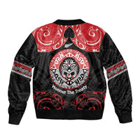Aotearoa Toitu Te Tiriti Sleeve Zip Bomber Jacket Haka Tiki Honour The Treaty LT14 - Polynesian Pride