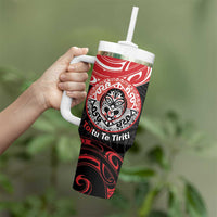 Aotearoa Toitu Te Tiriti Tumbler With Handle Haka Tiki Honour The Treaty