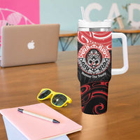 Aotearoa Toitu Te Tiriti Tumbler With Handle Haka Tiki Honour The Treaty