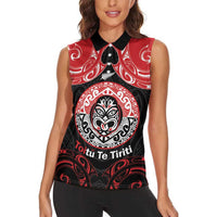 Aotearoa Toitu Te Tiriti Women Sleeveless Polo Shirt Haka Tiki Honour The Treaty LT14 - Polynesian Pride