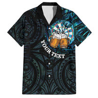 Personalized New Zealand Darts Beer Family Matching Long Sleeve Bodycon Dress and Hawaiian Shirt Paua Shell Aotearoa Maori Tattoo LT14 Dad's Shirt - Short Sleeve Black - Polynesian Pride