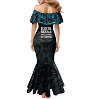 Personalized New Zealand Darts Beer Family Matching Mermaid Dress and Hawaiian Shirt Paua Shell Aotearoa Maori Tattoo LT14 - Polynesian Pride