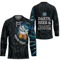 Personalized New Zealand Darts Beer Hockey Jersey Paua Shell Aotearoa Maori Tattoo - Polynesian Pride
