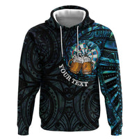 Personalized New Zealand Darts Beer Zip Hoodie Paua Shell Aotearoa Maori Tattoo LT14 Pullover Hoodie Black - Polynesian Pride