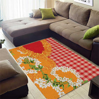 Prince Kuhio Aloha Hawaii Area Rug Plumeria Ilima Lei Palaka Motifs
