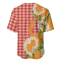 Prince Kuhio Aloha Hawaii Baseball Jersey Plumeria Ilima Lei Palaka Motifs