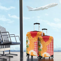 Prince Kuhio Aloha Hawaii Luggage Cover Plumeria Ilima Lei Palaka Motifs