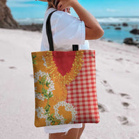 Prince Kuhio Aloha Hawaii Tote Bag Plumeria Ilima Lei Palaka Motifs