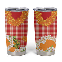 Prince Kuhio Aloha Hawaii Tumbler Cup Plumeria Ilima Lei Palaka Motifs