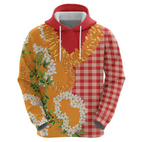 Prince Kuhio Aloha Hawaii Zip Hoodie Plumeria Ilima Lei Palaka Motifs